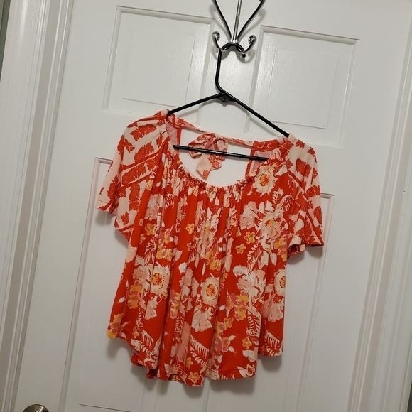 NWT Free People Strawberry Combo Baja Babe Cold Shoulder Top Size XS Ret. $78 - Picture 10 of 13